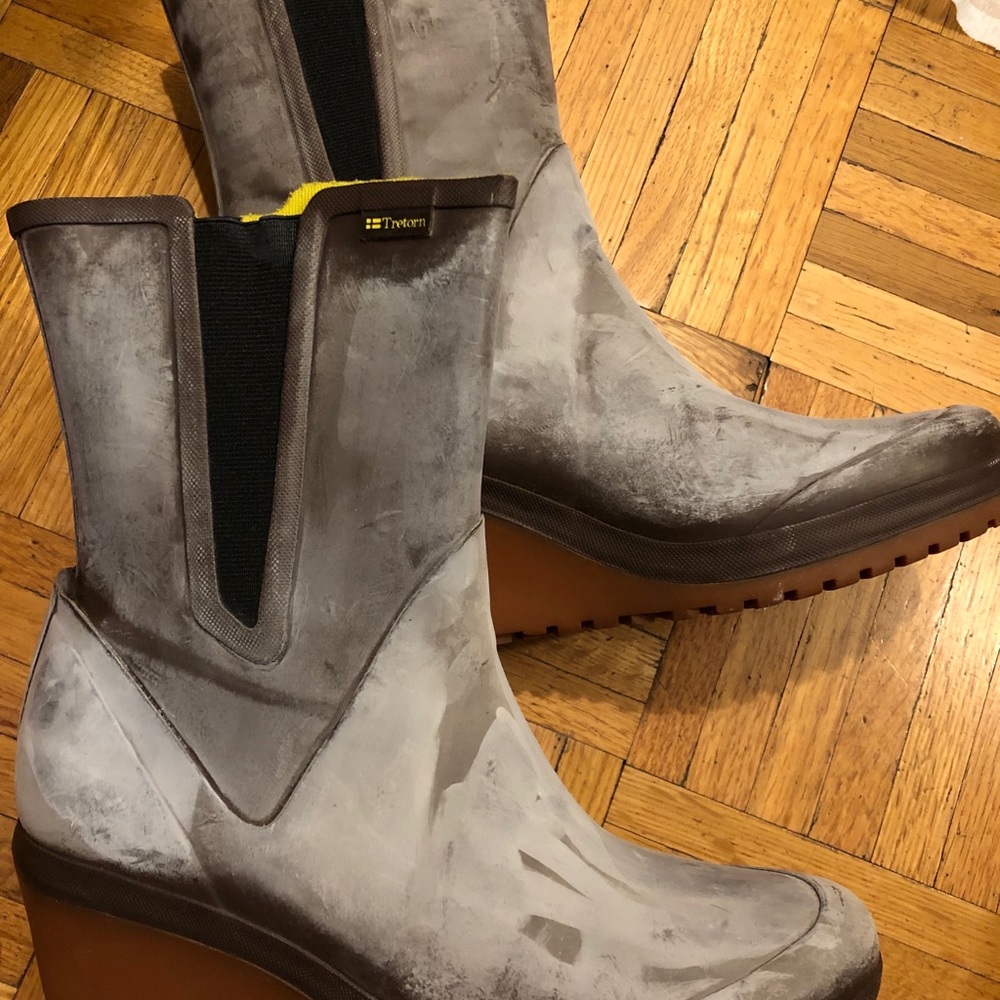 Tretorn rain boots with wedge heels. 6.5 women